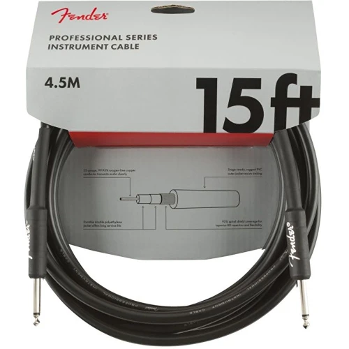 Fender Professional Düz/Düz Uçlu 4m Siyah Enstrüman Kablosu 2