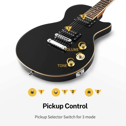 Donner DLP-124B LP Elektro Gitar Paketi (Siyah) 4