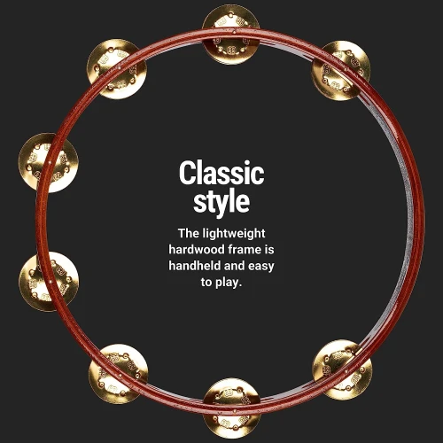 Meinl Wood Brass Jingle Hand Tamburin (Antique Brown) 3