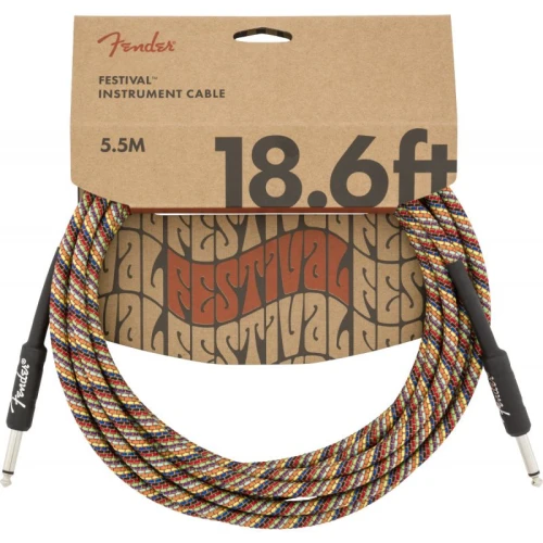 Fender Festival Düz/Düz Uçlu 5m Pure Hemp Rainbow Enstrüman Kablosu 1