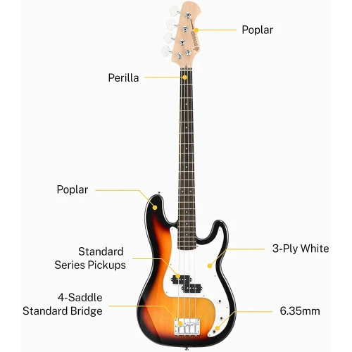 Donner Dpb-510S Bas Gitar Paketi (Sunburst) 4