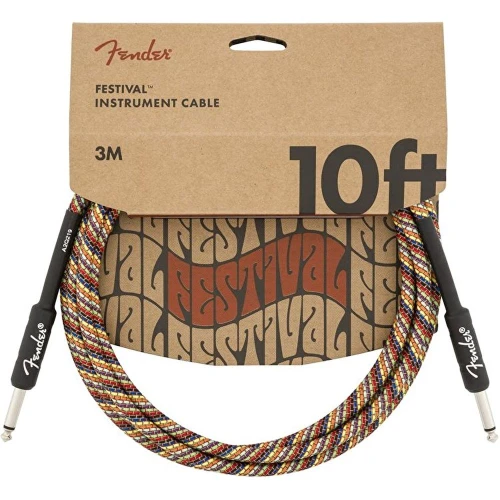 Fender Festival Düz/Düz Uçlu 3m Pure Hemp Rainbow Enstrüman Kablosu 2
