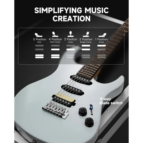 Donner DMT-66 Elektro Gitar (Gri) 9