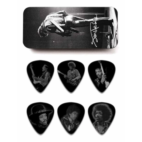Jim Dunlop Jimi Hendrix Silver Portrait 6lı Pena Seti (Medium) 1