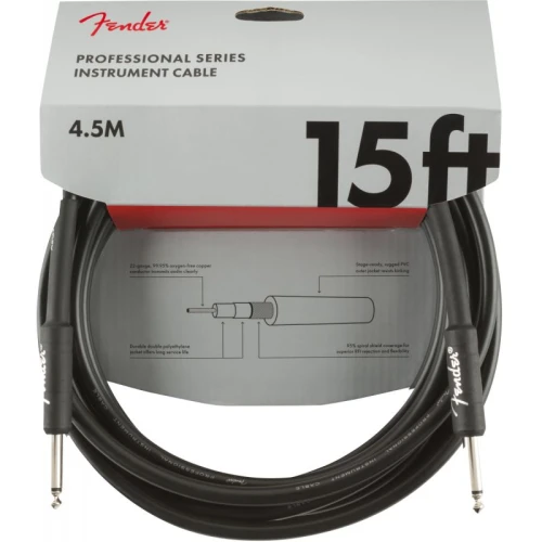 Fender Professional Düz/Düz Uçlu 4m Siyah Enstrüman Kablosu 1