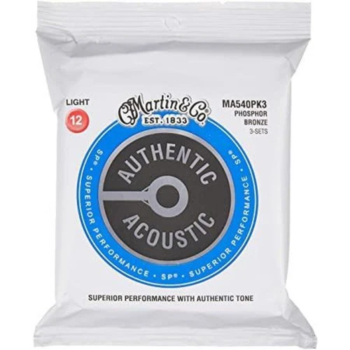 Martin Co MA540PK3 SP Phosphor Bronze Akustik Gitar Telleri (Light 12-54) 3 Set 2