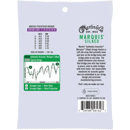 Martin Co MA535S Marquis Phosphor Bronze Akustik Gitar Teli Cstm Lt 11-52 3