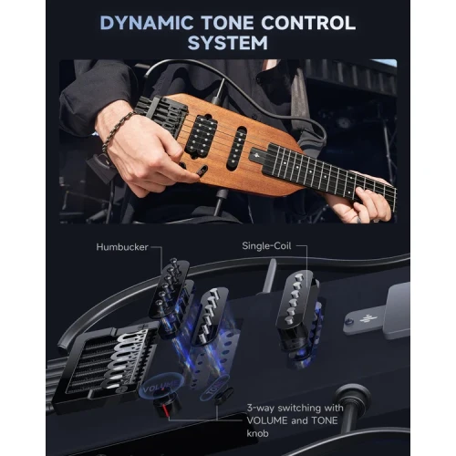 Donner HUSH-X Headless Traveller Elektro Gitar Seti (Sunburst) 9