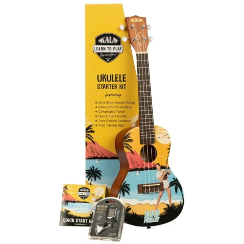 Kala Elvis Blue Hawaii Concert Ukulele Eğitim Seti 1