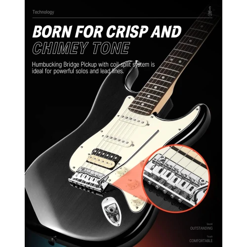 Donner Seeker Series DST-400 Elektro Gitar Seti (Siyah) 5