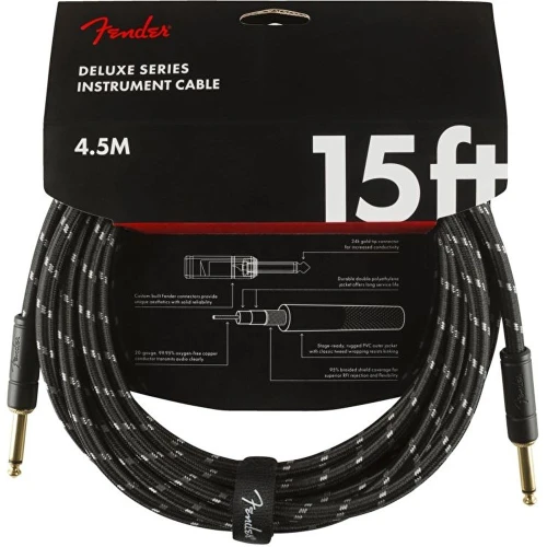 Fender Deluxe Düz/Düz Uçlu 4m Siyah Tweed Enstrüman Kablosu 2