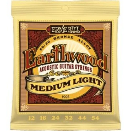 Ernie Ball P02003 Earthwood Medium Light 80/20 Bronze 0.12 - 0.54 Akustik Gitar Teli 1