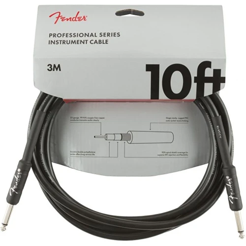Fender Professional Düz/Düz Uçlu 3m Siyah Enstrüman Kablosu 2