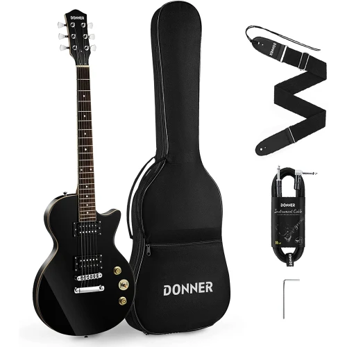 Donner DLP-124B LP Elektro Gitar Paketi (Siyah) 1