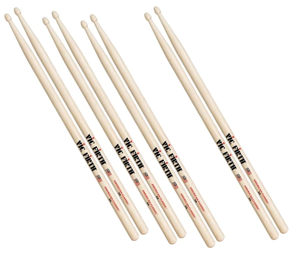 VICFIRTH P5B.3-5B.1 BAGET (3+1 ÇİFT), 5B WOOD, HICKORY, 16"x0.595", ME 1
