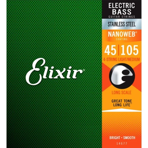 Elixir 14677 Nanoweb Medium 4 Telli Bas Gitar Teli (45-105) 1