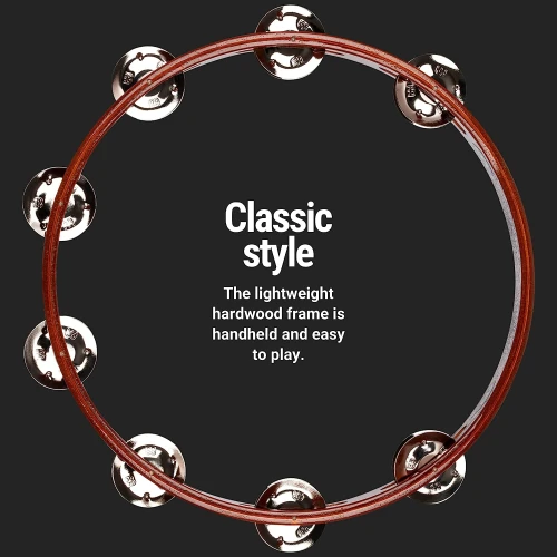 Meinl TA1AB Wood Nickelsilver Jingle 1-Row Tamburin (Antique Brown) 3