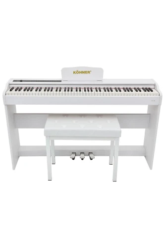 KÖHNER SLP-225 WH Dijital Konsol Piyano, Bluetooth, Tuş Hassasiyeti, 88 Tuşlu (KULAKLIK VE TABURE) 1