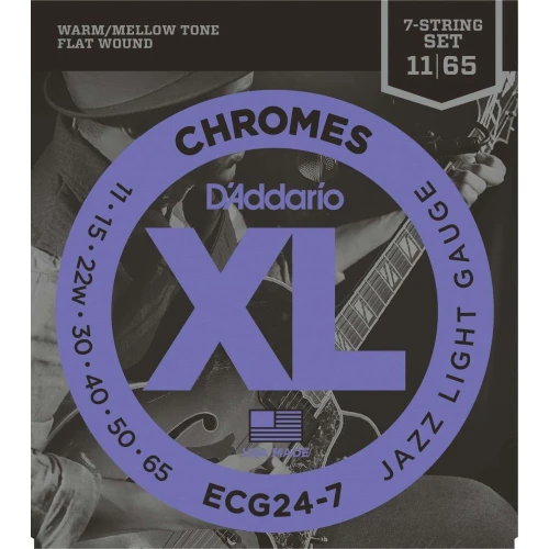 D’Addario ECG24-7 Elektro Gitar Tel Seti 7 Telli Chromes 11-65 Jazz Light 3