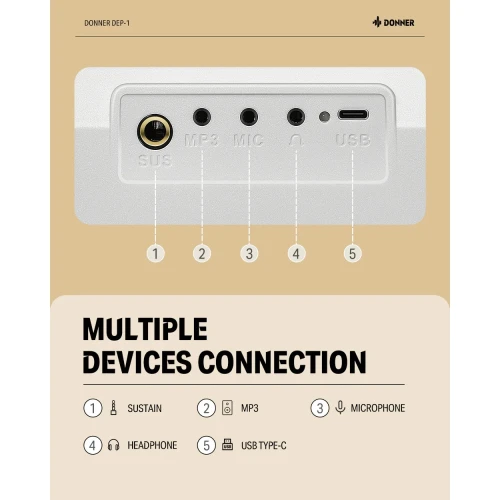 Donner DEP-1 Taşınabilir Dijital Piyano (Beyaz) 7