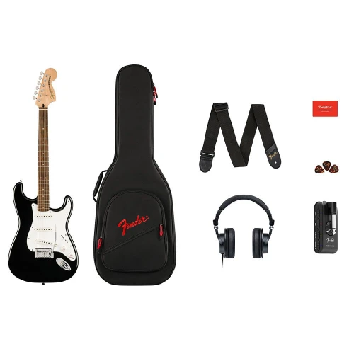 Squier Affinity Stratocaster Laurel Klavye Black Mustang Micro Elektro Gitar Seti 1