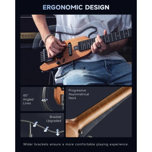 Donner HUSH-X Headless Traveller Elektro Gitar Seti (Natural) 2