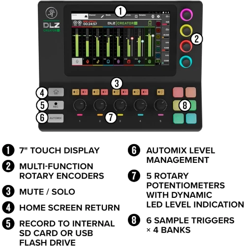 Mackie DLZ Creator XS Compact 6-Kanal Dijital Mikser 7