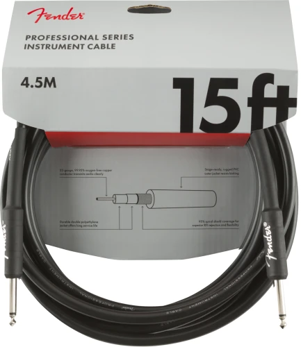 Fender Professional Düz/Düz Uçlu 4m Siyah Enstrüman Kablosu 4