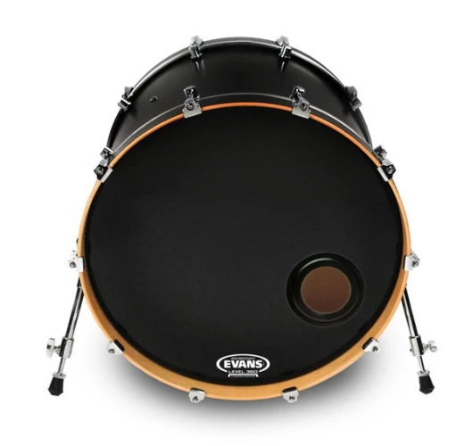 EVANS BD20REMAD 20" DERİ RESONANT KİCK SİYAH ÖN SÜNGERLİ DELİKLİ TEK KAT 3