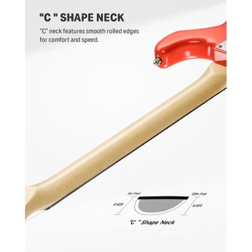 Donner DST-600 Elektro Gitar (Fiesta Red) 8