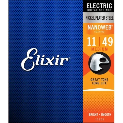 Elixir 12102 Nanoweb Medium Elektro Gitar Teli (11-49) 1
