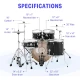 Donner DDS-520 5-Parça 22" Akustik Davul (Siyah) 8