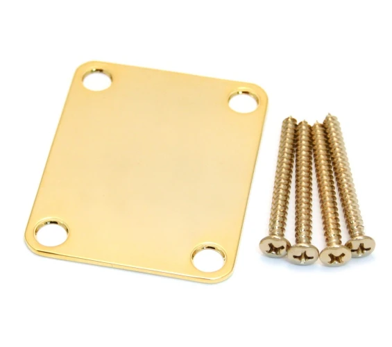 Fender 4-Bolt Vintage Neck Plate Plain No Serial Number or Logo Gold Gitar Yedek Parça 2