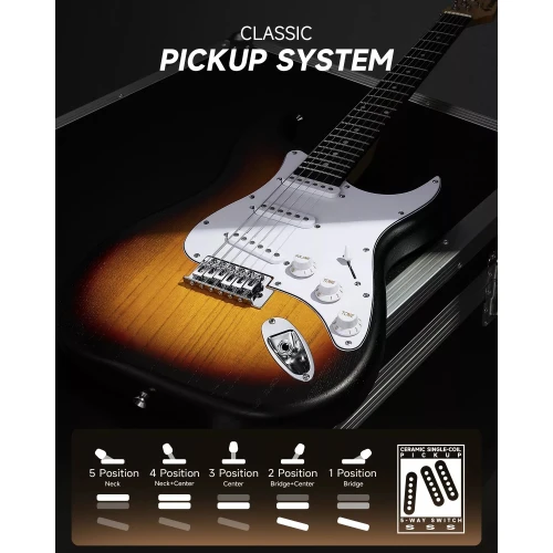 Donner DST-80 ST Elektro Gitar Seti (Sunburst) 2