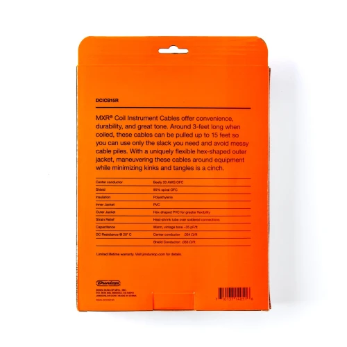MXR DCICB15R  Blk Ra Right/straight Coil Kablo (4.5 m) 4