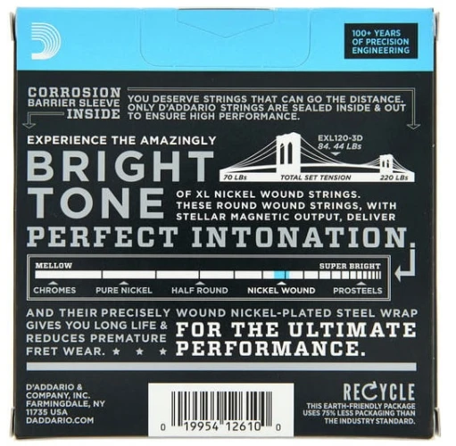 DADDARIO EXL120-3D (3 SET) ELEKTRO GİTAR TEL SETİ, XL, 9-42, NICKEL W 2