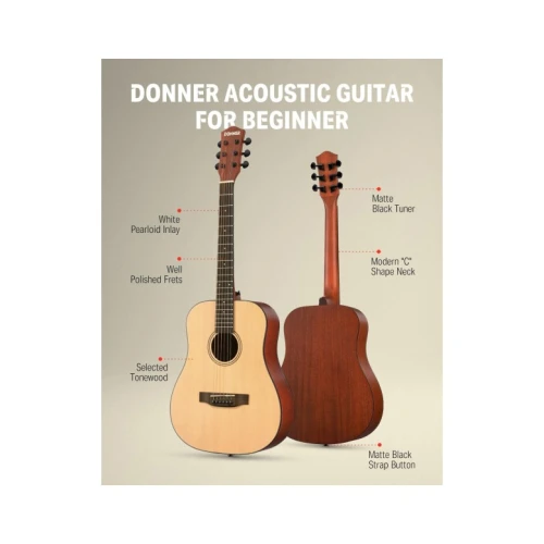 Donner DAG-1 Akustik Gitar Seti (Natural) 2