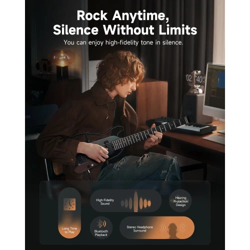 Donner HUSH X Pro Elektro Gitar (Midnight Glow) 7