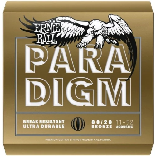 ERNIE BALL P02088 Paradigm Medium Light 80/20 Bronz 11-52 Akustik Gitar Tel Seti 1