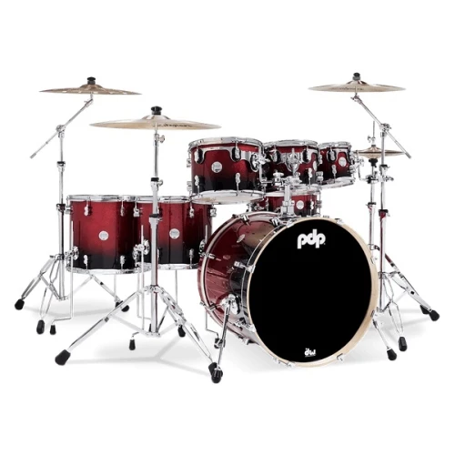 PDP Drums Concept Maple 7 Parça 22" Akustik Davul (Red To Black Sparkle Fade) 2