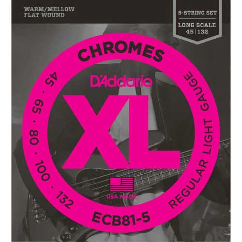 D’Addario ECB81-5 Bass Gitar Tel Seti 5 Telli Chromes Regular Light 3