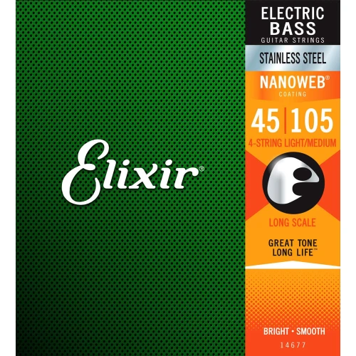 Elixir 14677 Nanoweb Medium 4 Telli Bas Gitar Teli (45-105) 1