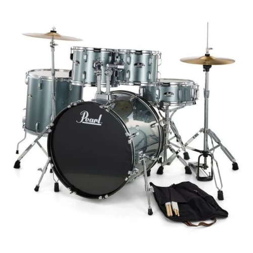 PEARL RS505C/C706 - Roadshow Charcoal Metallic 5 Parça (20B/10T/12T/14F/14S) Aksamlı & Zilli Akustik Davul Seti 1