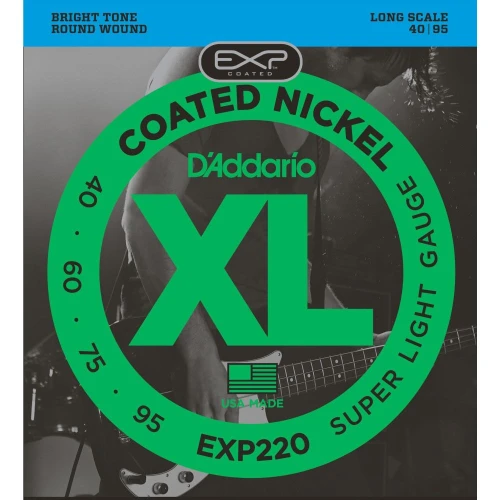 Daddario Exp220 Bass Gitar Tel Seti, 40-95, Coated Nickel, Super Light 3