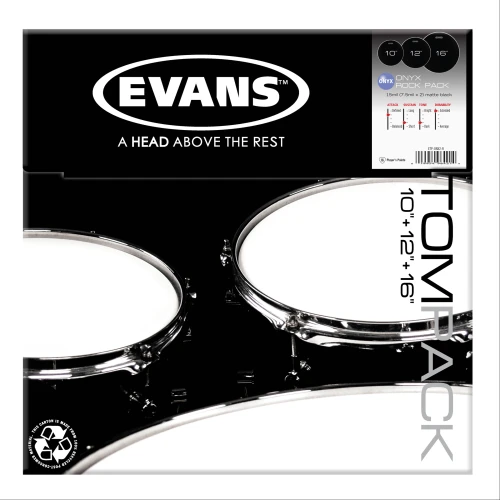 EVANS ETP-ONX2-R DERİ SETİ (10+12+16) TOM KUMLU SİYAH ROCK KİT 1
