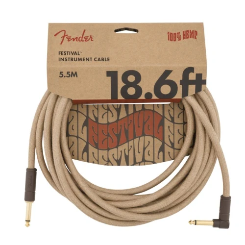 Fender Festival Düz/L Uçlu 5m Pure Hemp Natural Enstrüman Kablosu 1