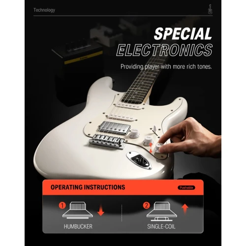 Donner DST-152W Elektro Gitar (Beyaz) 5
