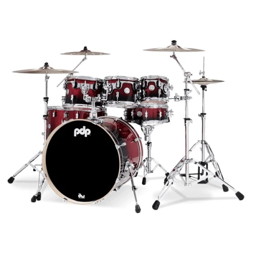 PDP Drums Concept Maple 7 Parça 22" Akustik Davul (Red To Black Sparkle Fade) 1