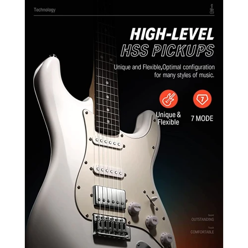 Donner DST-152 Full-Size ST Elektro Gitar Seti (Beyaz) 4