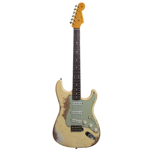 Fender Custom Shop 62/63 Stratocaster Super Heavy Relic Gülağacı Klavye Aged Vintage White Elektro Gitar 1